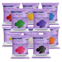 10 Açúcar Coloridos Para Confeitaria e Panificação 80g cada Iceberg 10 Açúcar Coloridos Para Confeitaria e Panificação 80g cada Iceberg