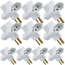 10 Adaptador De Tomada Tipo T Benjamin 3 Pinos 110/220V ADP2-34