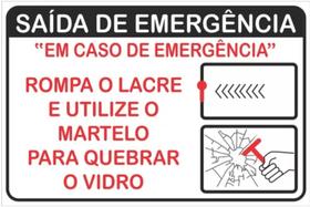 10 Adesivos - Saída de Emergência - Quebre Vidro - Martelinho 10 Adesivos - Saída de Emergência - Quebre Vidro - Martelinho