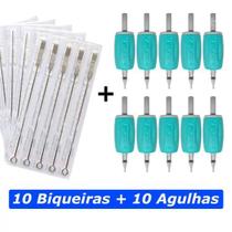 10 Agulhas e 10 Biqueiras Para Tatuagem Traço e Pintura Electrick Ink - Electrick Ink/Finder