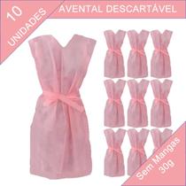 10 Avental Descartável ROSA Sem Manga Gramatura 30gr Pct 10u