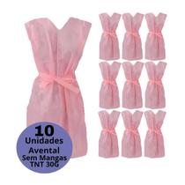 10 Avental Descartável Rosa Sem Manga Gramatura 30Gr Pct 10U