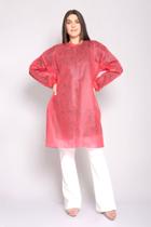 10 Avental Descartável Tnt Anvisa Manga Longa Gr 40 Vermelho