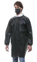 10 Avental Descartável Tnt Anvisa Manga Longa Gramatura 40 Preto