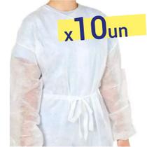 10 Avental Descartável Tnt Manga Longa Gramatura 20 Anvisa