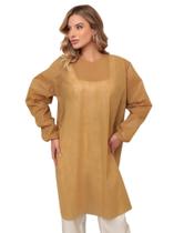 10 Avental TNT Bege Descartáveis com manga longa e elásticos