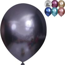10 Balão Bexiga Cromado, Balões 9 Polegadas Pacote De 10 Unds, Balão Metalizado Brilhante