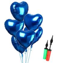 10 Balão Metalizado Coração 45cm (Escolha A Cor) Festas Decoração + Bomba Balão