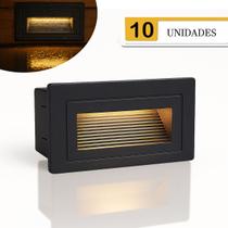 10 Balizador Jardim Externo Embutido Retangular Preto Lup52