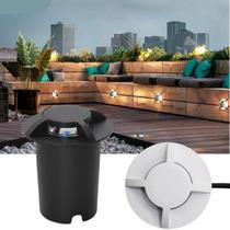 10 Balizadores Spot Led SMD 1W Com 4 Fachos Focos De Luz Angular (Branco Quente) De Embutir Em Piso Solo Chão Gramado