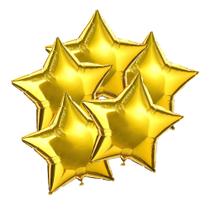 10 Balões de Estrela Metalizado Dourado Grande 18 Polegadas - Neoimp