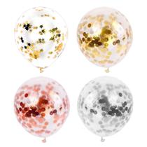 10 Balões De Festa De Látex Dourados Estrelas Confete Rosê