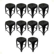 10 Banco Plástico Banqueta 130kg Reforçado Acabamento Premium