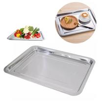 10 Bandeja Aço Inox Retangular Rasa 40x30 Restaurante Buffet 10 Bandeja Aço Inox Retangular Rasa 40x30 Restaurante Buffet
