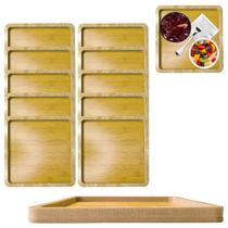 10 Bandeja Petisqueira Quadrada Madeira Prato Decoração 22cm