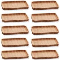 10 Bandejas Bambu Lyor Retangular Petisqueiras Multiuso Hire 20x10cm para Restaurante