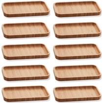 10 Bandejas Bambu Lyor Retangular Petisqueiras Multiuso Hire 20x10cm para Restaurante