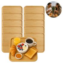 10 Bandejas Quadrada Bambu 25cm Ideal P/ Servir e Decorar