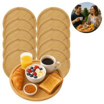 10 Bandejas Redonda Bambu Ideal P/ Servir e Decorar 30cm