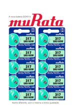 10 Baterias Murata 317 SR516SW 1.55V Célula de Botão de Relógio de Óxido de Prata - Sony Murata