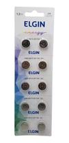 10 Baterias Pilhas Alcalina Lr44 1,5v Blister Cartela Elgin