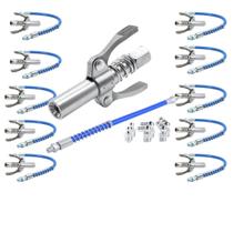 10 Bico Acoplador Engate Flexível 30 cm Graxeira Agrícola Aço Inox 10 Bico Acoplador Engate Flexível 30 cm Graxeira Agrícola Aço Inox