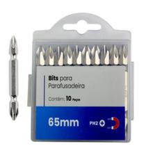 10 Bits Philips Pontas Ph2 (65mm) Dupla Cromada Imã P Parafusadeira - Uso Profissional