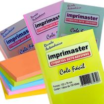 10 Blocos Recados Cole Fácil 76 x 102mm Verde, Amarelo, laranja e Rosa Tons Pasteis 1000 Folhas