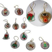 10 Bola Circulo Sino Enfeite Resina Arvore Decoração Natal