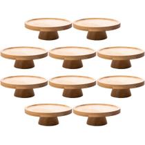 10 Boleiras de Bambu 20cm Pedestal Lyor Decorações de Mesas Festas Pratos para Bolos