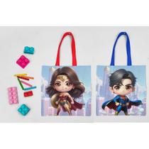 10 Bolsinhas Mini Ecobags Personalizadas Super Heróis Mulher Maravilha e Superman 20x20cm - Mesclado Maravilha Superman 10 Bolsinhas Mini Ecobags Personalizadas Super Heróis Mulher Maravilha e Superman 20x20cm - Mesclado Maravilha Superman