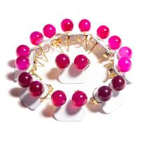 10 Brincos Bolinha de Pedra Ágata Rosa com Tarraxa Dourada - Montagem Artesanal 10 Brincos Bolinha de Pedra Ágata Rosa com Tarraxa Dourada - Montagem Artesanal