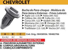 10 Bucha do Parachoque Moldura do Para-Lama e Externas Frisos Laterais Astra Celta Corsa Prisma P166 - PLASTCAR