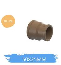 10 Buchas Redução Soldável Longa 1 1/2X3/4 50X25MM Marrom PVC - FORTLEV