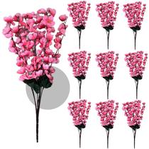 10 Buquê Flor Cerejeira Pessegueiro Artificial 7Galho Planta 10 Buquê Flor Cerejeira Pessegueiro Artificial 7Galho Planta