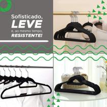 10 Cabides De Veludo Slim Ultra Finos Antideslizante - Preto