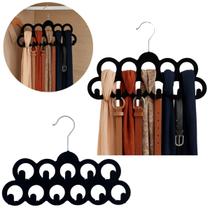 10 Cabides Organizador Lenços Cintos Plástico Emborrachado