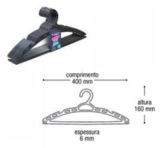 10 Cabides Pretos Antideslizante Reforçado Atacado
