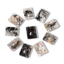 10 Cabochões Retangulares de Cristal com Turmalina Preta Natural - 15 x 20 mm 10 Cabochões Retangulares de Cristal com Turmalina Preta Natural - 15 x 20 mm