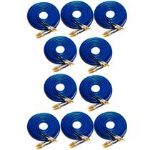 10 Cabos RCA Luxo 5 Metros 5 mm espessura Plug Banhado a Ouro Dupla Blindagem