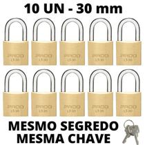 10 Cadeado Pado 30mm mesmo segredo