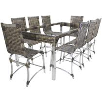 10 Cadeiras Haiti e Mesa de Jantar 240x100 em Alumínio - Trama Original