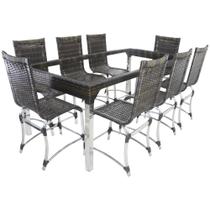 10 Cadeiras Haiti e Mesa de Jantar 240x100 em Alumínio - Trama Original