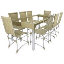 10 Cadeiras Haiti e Mesa de Jantar 240x100 em Alumínio - Trama Original