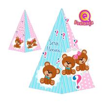 10 Caixa Cone Chá Revelação Ursinho com Aplique 3D