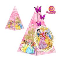 10 Caixa Cone Princesas Disney com Aplique 3D