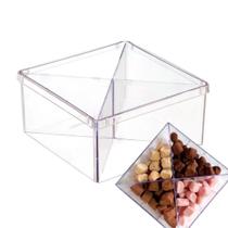 10 Caixas Acrílica Com 4 Divisórias Quadrada Organizadora