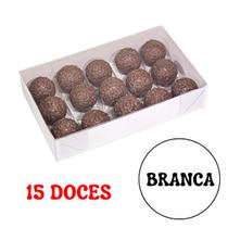 10 Caixas Basic Branca Para 15 Doces C4654 Com Tampa De Acetato Versátil Presente Ideia