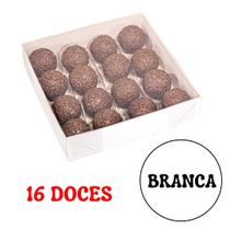 10 Caixas Basic Branca Para 16 Doces C4655 Tampa De Acetato Transporte Versátil Simples Ideia