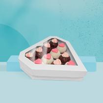 10 Caixas Branca Coração para 11 Doces com Visor